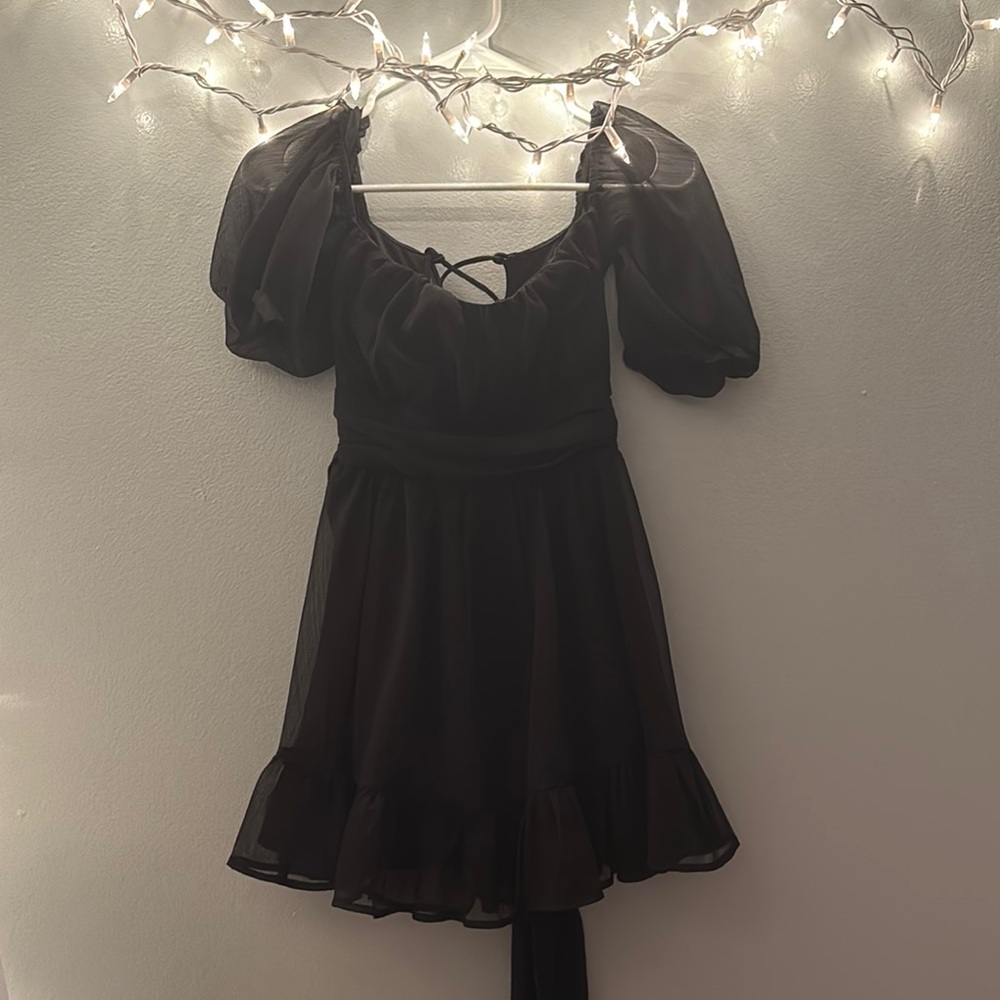 Lucy in the Sky Black Puff Sleeve Dress